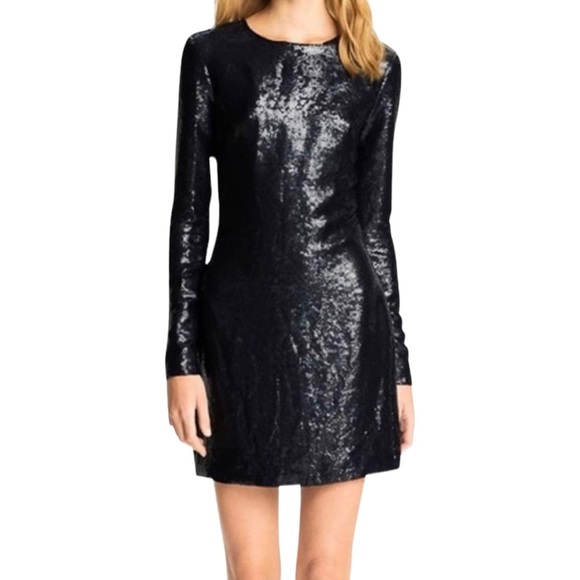 Diane Von Furstenberg Dresses & Skirts - Diane von Furstenberg NWT Sequin Menaro Little Black Long Sleeve Dress Size 6